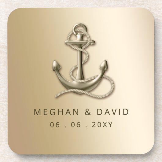 Rustige  Antiek Anchor Nautical Wedding Bier Onderzetter (Voorkant)