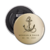 Rustige Antiek Anchor Nautical Wedding Button Flesopener (Voorkant)