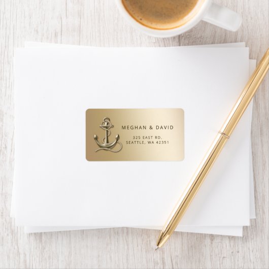 Rustige  Antiek Anchor Nautical Wedding Etiket (Insitu)