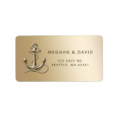 Rustige  Antiek Anchor Nautical Wedding Etiket (Voorkant)