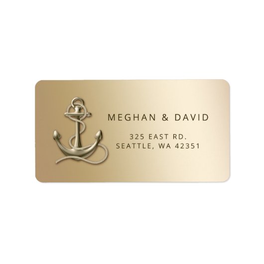 Rustige Antiek Anchor Nautical Wedding Etiket (Voorkant)