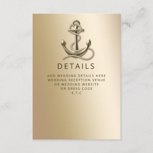 Rustige  Antiek Anchor Nautical Wedding Informatiekaartje (Voorkant)