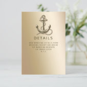 Rustige  Antiek Anchor Nautical Wedding Informatiekaartje (Staand voorkant)