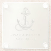 Rustige  Antiek Anchor Nautical Wedding Ro Glazen Onderzetter (Achterkant)