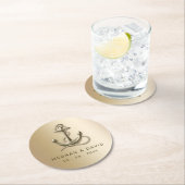 Rustige Antiek Anchor Nautical Wedding Ronde Kartonnen Onderzetter (Insitu)