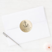 Rustige  Antiek Anchor Nautical Wedding Ronde Sticker (Envelop)