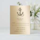 Rustige  Antiek Anchor Nautical Wedding RSVP Kaartje (Staand voorkant)