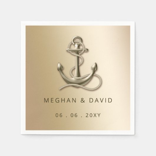 Rustige Antiek Anchor Nautical Wedding Servet (Voorkant)