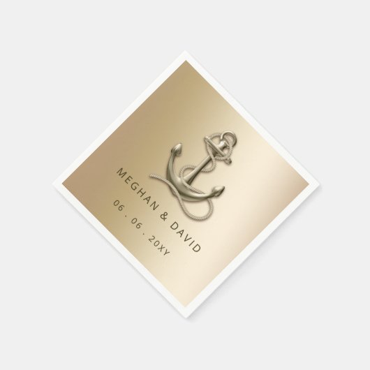 Rustige  Antiek Anchor Nautical Wedding Servet (Hoek)