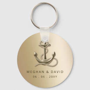 Rustige  Antiek Anchor Nautical Wedding Sleutelhanger