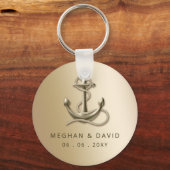 Rustige  Antiek Anchor Nautical Wedding Sleutelhanger (Voorkant)