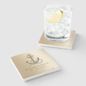 Rustige  Antiek Anchor Nautical Wedding Stenen Onderzetter (Zijkant)