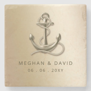 Rustige  Antiek Anchor Nautical Wedding Stenen Onderzetter