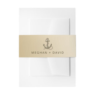Rustige  Antiek Anchor Nautical Wedding Uitnodigingen Wikkel
