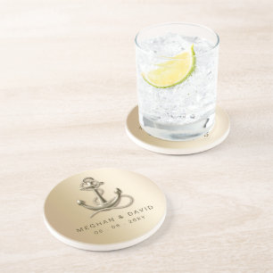 Rustige  Antiek Anchor Nautical Wedding Zandsteen Onderzetter