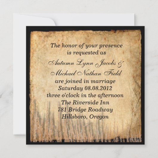 Rustige antiek auto western land bruiloft kaart (Achterkant)