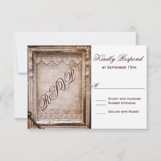 Rustige Antiek bruine Lijst RSVP (Voorkant)