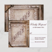 Rustige  Antiek bruine Lijst RSVP Kaartje (Voorkant / Achterkant)
