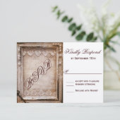 Rustige  Antiek bruine Lijst RSVP Kaartje (Staand voorkant)
