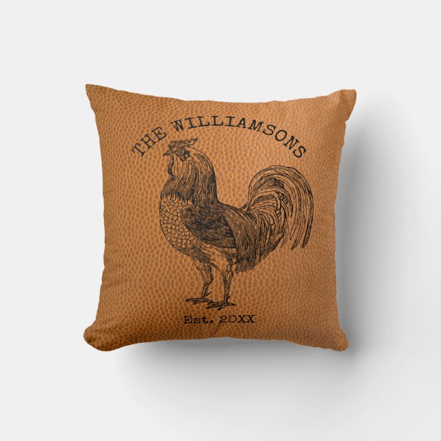 Rustige  Antiek familienaam Boerderij Rooster Kussen (Voorkant)