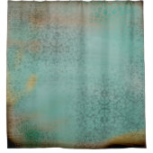 Rustige Antiek Farmhouse Style Blauwgroen Faux Lac Douchegordijn (Voorkant)