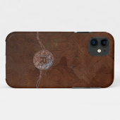 Rustige Antiek look in reliëf lederen monogram Case-Mate iPhone Case (Achterkant (horizontaal))