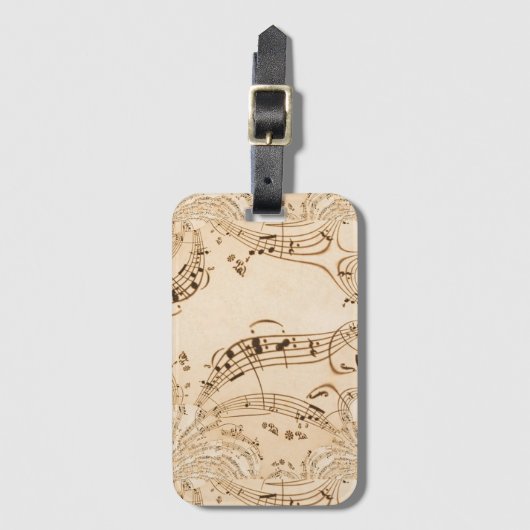 Rustige Antiek muzieknotities Bagagelabel (Voorkant (verticaal))