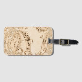 Rustige Antiek muzieknotities Bagagelabel (Voorkant (horizontaal))