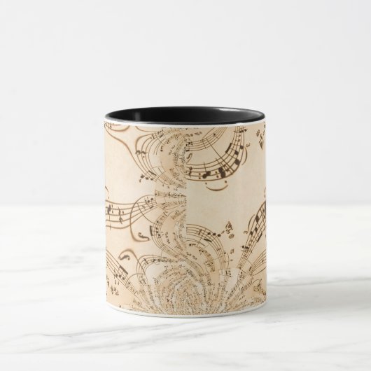Rustige Antiek muzieknotities Mok (Midden)