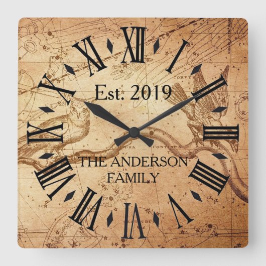  Rustige Antiek noodrem Vierkante Klok (Voorkant)