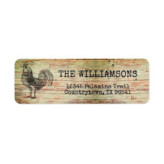 Rustige Antiek Rooster Rooster Rooster Lab Etiket (Voorkant)