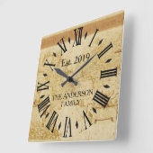  Rustige Antiek Wereldkaart - Aangepast Vierkante Klok (Hoek)