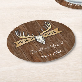 Rustige Antlers Deer Skull Wedding Ronde Kartonnen Onderzetter