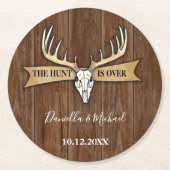 Rustige Antlers Deer Skull Wedding Ronde Kartonnen Onderzetter (Voorkant)