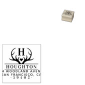 Rustige Antlers Familienaam Monogram Retouradres Rubberstempel (Gestempeld)