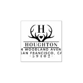 Rustige Antlers Familienaam Monogram Retouradres Rubberstempel (Afrduk)