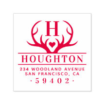 Rustige Antlers Familienaam Monogram Retouradres