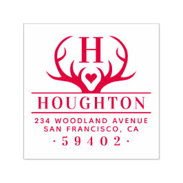 Rustige Antlers Familienaam Monogram Retouradres Zelfinktende Stempel