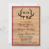 Rustige Antlers Floral Burgundy Wood Vrijgezellenf Kaart (Voorkant)