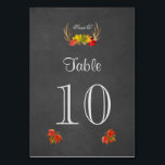 Rustige Antlers Herfst Boho Wedding Table Number Kaart<br><div class="desc">Een Rustic Boho Decor-ontwerp,  met hertengeweien die zijn gekapt met herfst-bladeren op een achtergrond van het karton. Gebruik het gereedschap Aanpassen om uw gegevens toe te voegen. Voor meer trouwkantoorbenodigdheden,  alsjeblieft,  Rustic Embellish Antlers All Seasons Events collectie. Hulp nodig? Klik op Deze ontwerper hieronder vragen.</div>