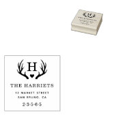 Rustige Antlers Monogram Naam Naam Naam Terugkeera Rubberstempel (Gestempeld)