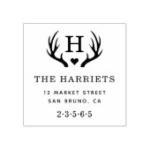 Rustige Antlers Monogram Naam Naam Naam Terugkeera Rubberstempel (Afrduk)