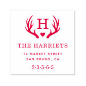 Rustige Antlers Monogram Naam Naam Naam Terugkeera Zelfinktende Stempel (Design)