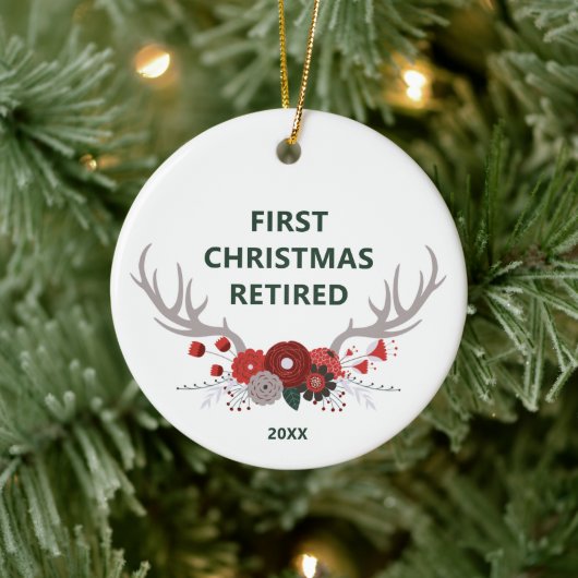 Rustige Antlers op maat 1 Kerstmis in ruste Keramisch Ornament (Boom)