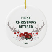 Rustige Antlers op maat 1 Kerstmis in ruste Keramisch Ornament (Achterkant)