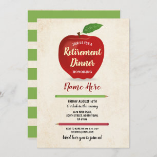 Rustige Apple Retirement Party Red Teacher Cream R Kaart