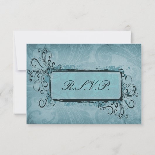 Rustige Aqua Blue Wedding RSVP Kaartje (Voorkant)