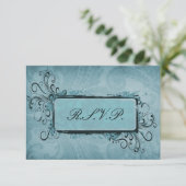 Rustige Aqua Blue Wedding RSVP Kaartje (Staand voorkant)