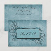 Rustige Aqua Blue Wedding RSVP Kaartje (Voorkant / Achterkant)