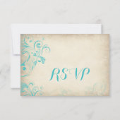 Rustige  Aqua Vlourish Wedding RSVP-kaarten RSVP Kaartje (Achterkant)